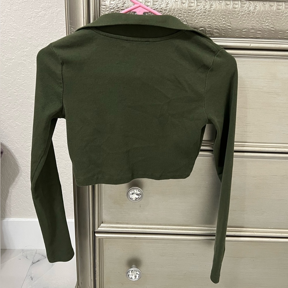 ZARA Ribbed Collared Crop Top - Picture 3 of 4